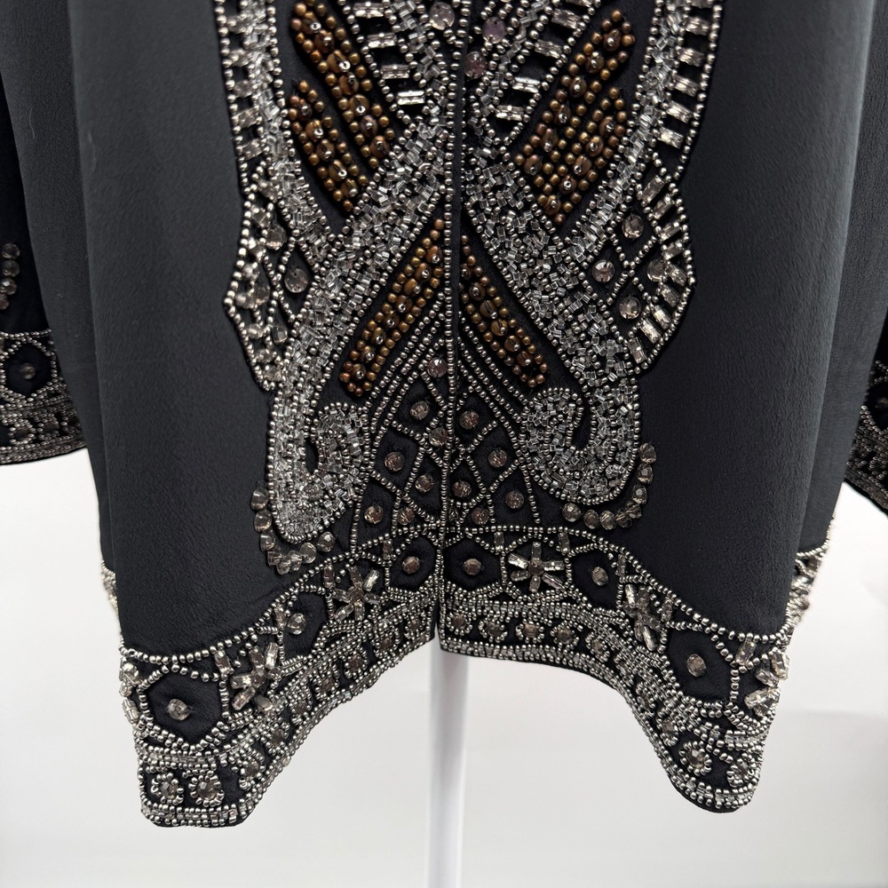 Soft Surroundings Calista Cardi Jacket Hand Beaded in Black Silver Size L NWT - Picture 6 of 13